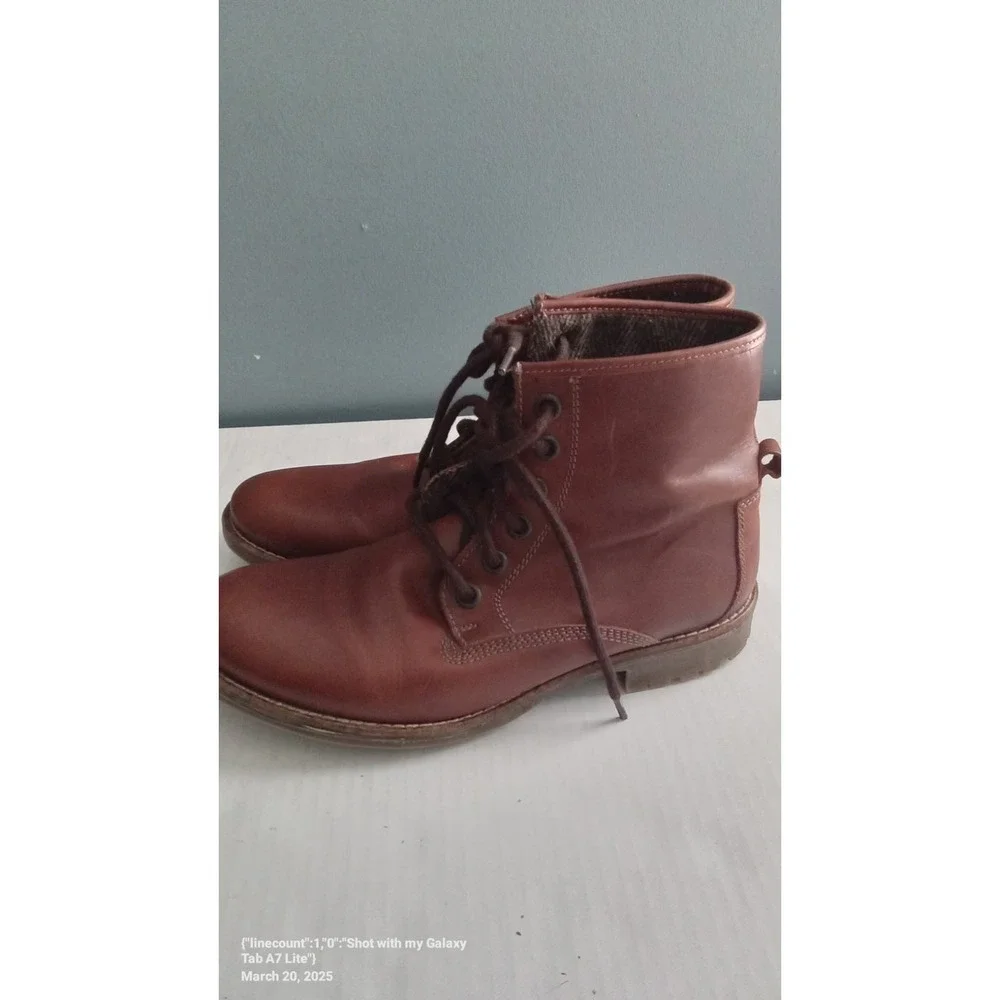 Leather‎ Ankle Boots Brown Lace Up Casual Comfortable Shoes